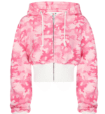 HIDDEN CULT® Pink Camo Baggy Cropped Zip hoodie